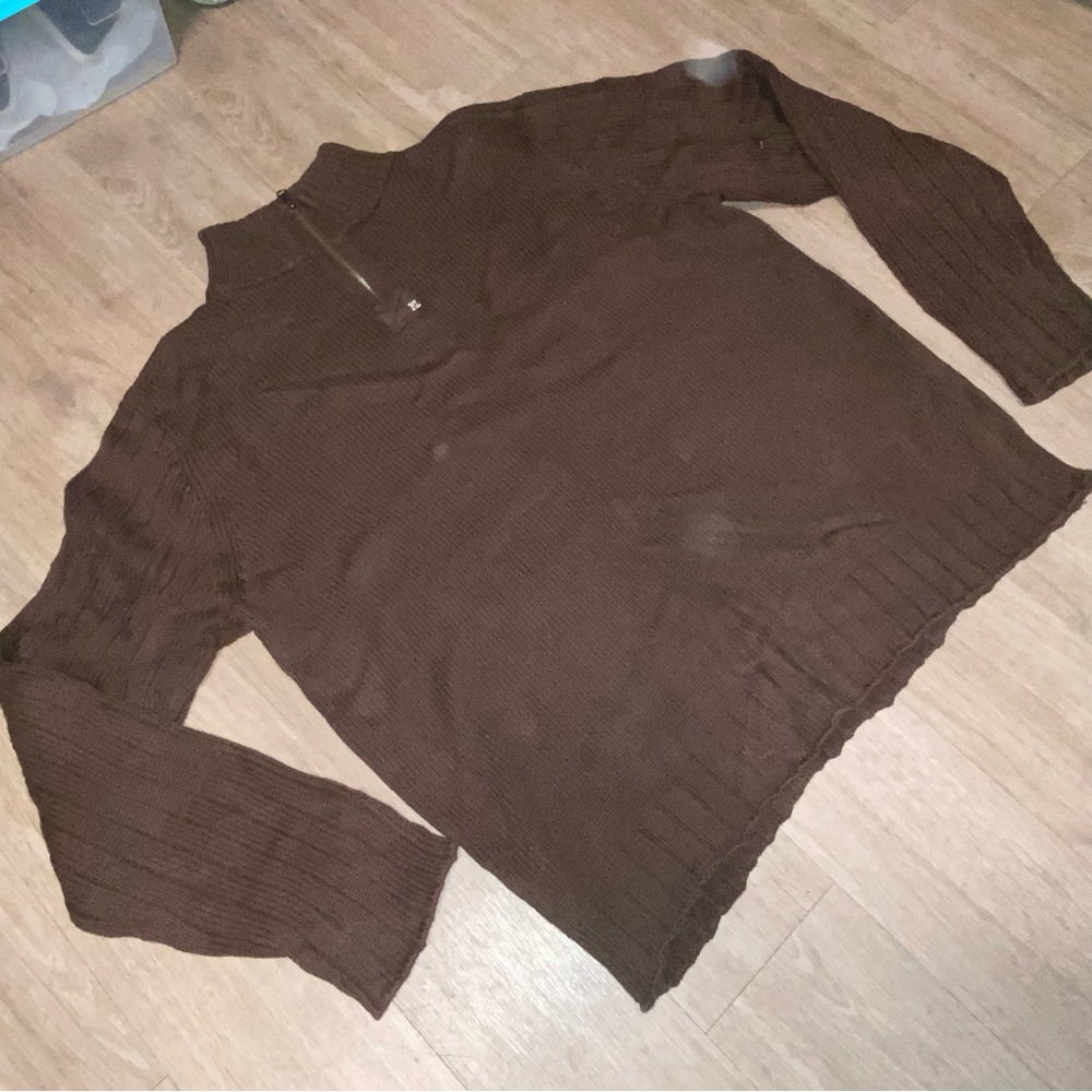 :::VINTAGE:::Men's polo jeans company 1/4 zip Brown Sweater size XXL - Picture 2 of 10